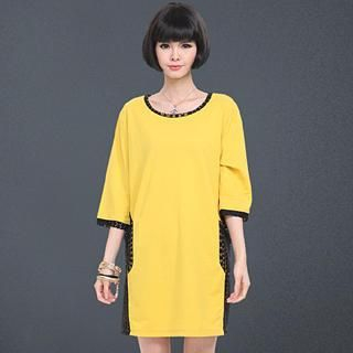 Mythmax 3/8-Sleeve Lace Panel Dress