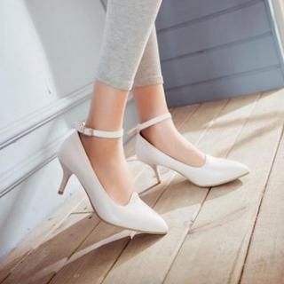 Pangmama Ankle-Strap Pointy Pumps