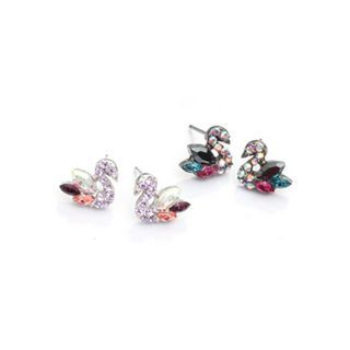kitsch island Rhinestone Swan Earrings