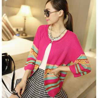 Soft Luxe Printed Color-Block Open-Front Cardigan