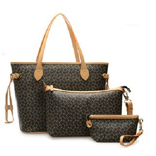 LineShow Set of 3: Arrow Patterned Tote + Cross Bag + Cosmetic Bag