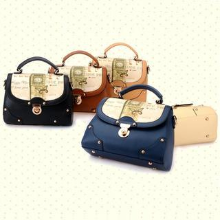 BeiBaoBao Faux-Leather Patterned Satchel