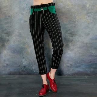 ELF SACK Contrast-Trim Striped Pants