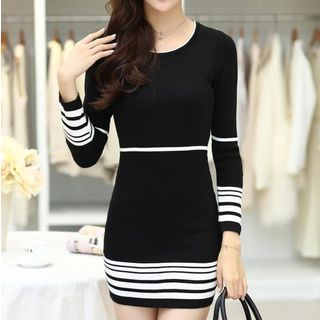 Sienne Long-Sleeve Stripe Knit Dress