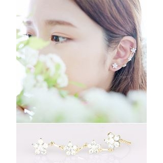 Miss21 Korea Rhinestone Flower Chain Ear Cuff