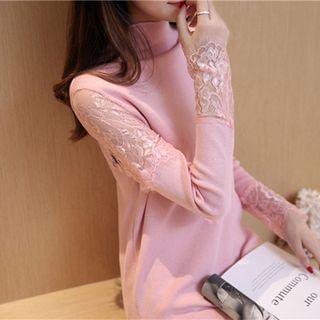 Bubbleknot Lace Panel Sweater Dress