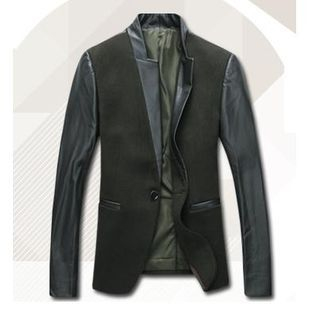 Danjieshi Faux Leather Panel Blazer