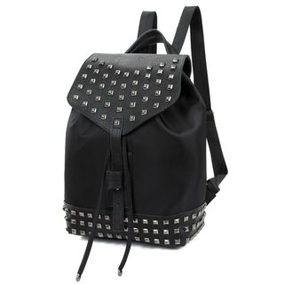 LineShow Faux Leather Studded Flap Backpack