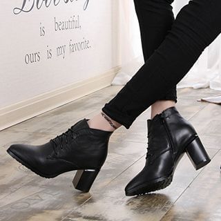 Monde Lace-Up Chunky Heel Ankle Boots