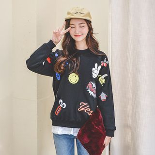 JUSTONE Appliqu -Front Cotton Sweatshirt