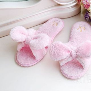 Home Simply Bow-Accent Fleece Slippers