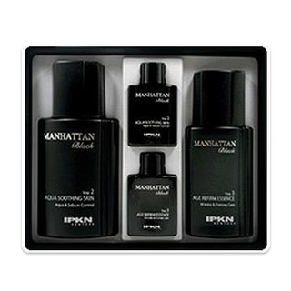 IPKN Manhattan Black Set: Aqua Soothing Skin 130ml + Age Refirm Essence 110ml 2pcs