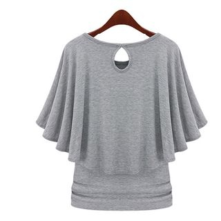 Persephone Ruffle Cape-Detail Round-Neck T-Shirt