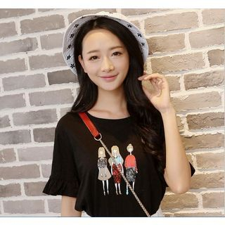 Sens Collection Short-Sleeve Girl Print T-Shirt