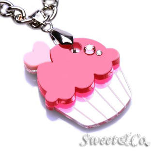Sweet & Co. Sweet&Co Mini Silver-Fuchsia Cupcake Crystal Necklace Silver - One Size