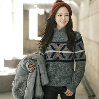 Styleberry Turtle-Neck Patterned Sweater