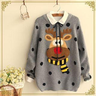 Fairyland Reindeer Appliqu  Sweater