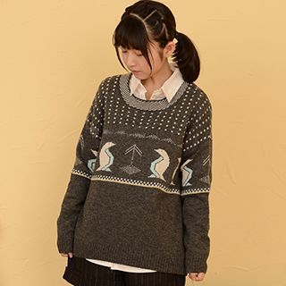 Moriville Penguin Print Sweater