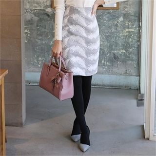 ode' Embroidered Pattern Pencil Skirt