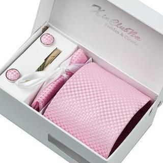 Xin Club Patterned Neck Tie Gift Set Pink - One Size