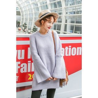 PPGIRL Round-Neck Long Knit Top