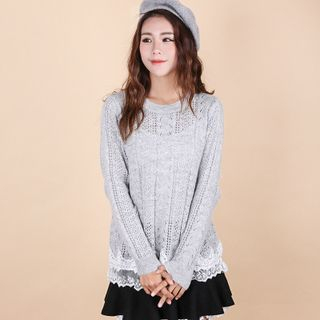 11.STREET Lace Stitching Pullover