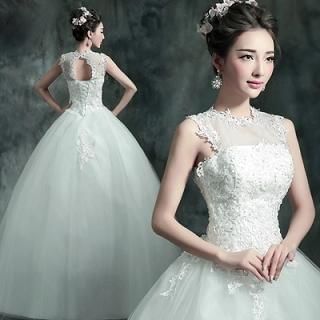 Angel Bridal Sleeveless Lace Wedding Ball Gown