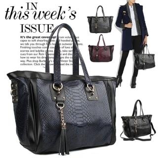 Croc-Grain Shoulder Bag with Cross Strap