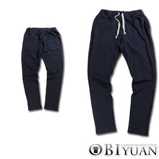 OBI YUAN Plain Drawstring Brushed Pants
