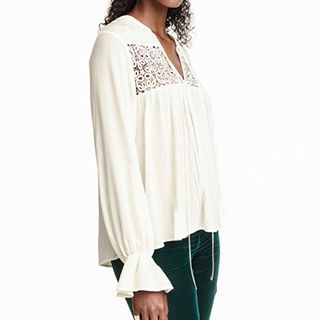 Obel Frilled Long-Sleeve Lace Panel Blouse