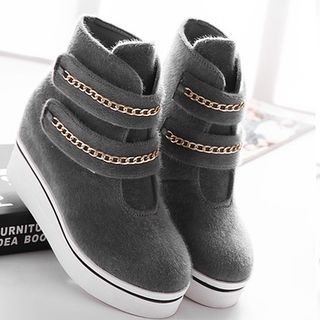 Fashion Street Platform Chain Accent Short Boots