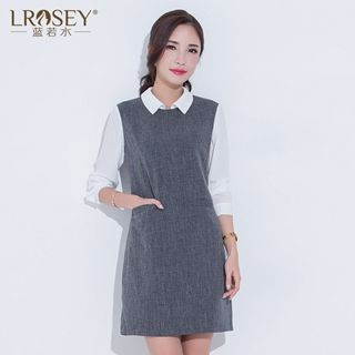 LROSEY Mock Two Piece Long-Sleeve Dress