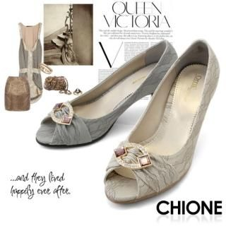 Bejeweled Open-Toe Pumps