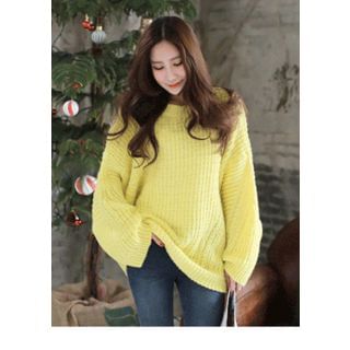 J-ANN Drop-Shoulder Rib-Knit Sweater