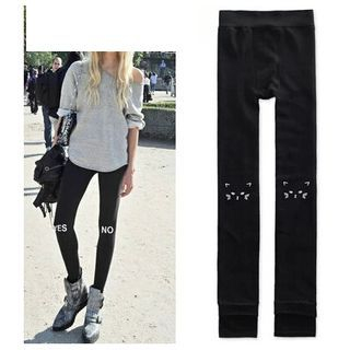 Hyoty Cat Printed Cropped Tights