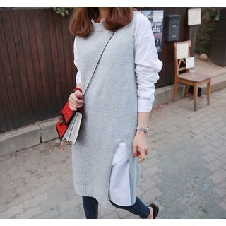 Miamasvin Sleeveless Slit-Front Knit Dress