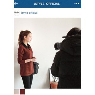 J-ANN Contrast-Collar Polo Shirt
