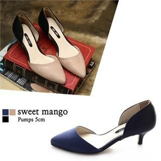 SWEET MANGO Open-Side Kitten-Heel Pumps