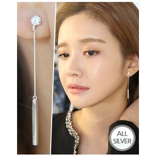 Miss21 Korea Silver-Bar Drop Earrings