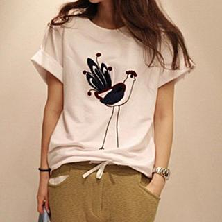 Dowisi Short-Sleeve Chicken Embroidered T-Shirt
