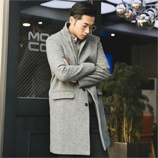 STYLEMAN Single-Breasted Pocket-Front Long Coat