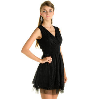 YesStyle Z Wrap Front Lace Sleeveless Cocktail Dress