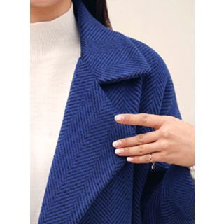 HOTPING Shawl-Collar Wool Blend Coat