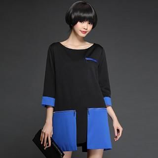 Mythmax 3/8-Sleeve Contrast-Color Dress