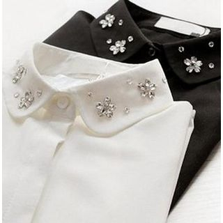 Soft Luxe Jeweled Peter Pan-Collar Blouse