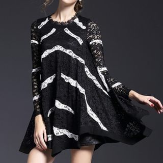 amorAdela Long-Sleeve Lace Panel Dress