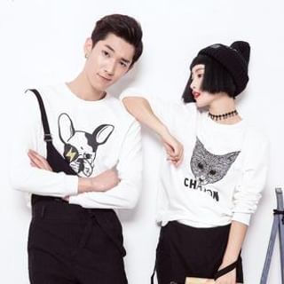 Simpair Couples Printed Long-Sleeved Sweater