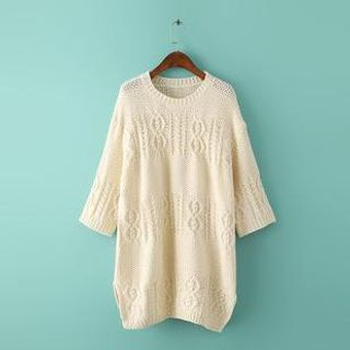 Ainvyi 3/4-Sleeve Cable Knit Sweater
