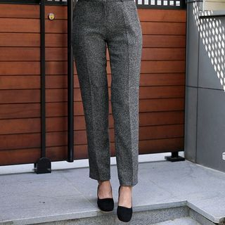 Seoul Fashion Flat-Front Textured Straight-Cut Pants