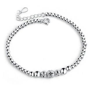 BELEC White Gold Plated 925 Sterling Silver Lucky Bead Bracelet